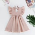 thumbnail image 2 of Vestido Goodplayer para niñas pequeñas, algodón y lino, rosa, 3T, 2 of 7