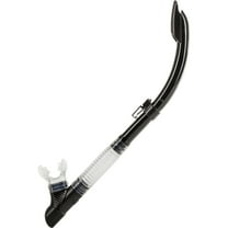 IST Semi Dry Snorkel with Flexible Tube, Splash Guard & Hypoallergenic Mouthpiece for Snorkeling & Scuba Diving (Black with Clear Silicone)