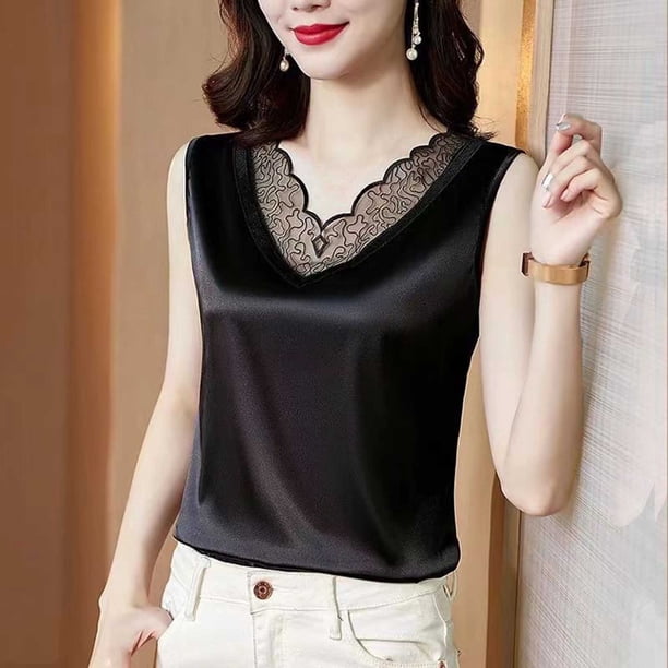 TaTaai Women Patchwork Tank Top V Neck Pullover Sleeveless Casual Fashion Breathable Soft Machine Washable No Fading Versatile Daily Inner Outer Wear Fashion Vest Gift