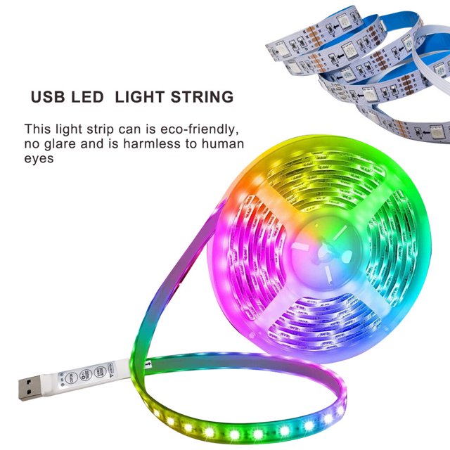 Becaristey 0.5-5m Light String USB Powered LED Light Strip 120 Degree Remote Control Lamp 5050RGB Home Festival Decoration Lighting 2M 36LED(water proof) 1Set