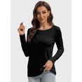 thumbnail image 4 of Womens Long Sleeve Tops Casual Basics Fall Shirts Solid Crewneck T-Shirt, 4 of 6