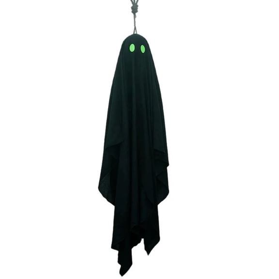 Miwamany Halloween Decorative Glowing Black Ghost Pendant Spooky Night Light Hanging Ornament for Indoor Outdoor Party Yard Tree Window Display