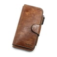 thumbnail image 4 of Cartera de mujer hecha de carteras de cuero, monederos VINTAGE de tres pliegues para mujer, monedero para teléfono móvil para mujer, 4 of 8