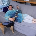 thumbnail image 3 of Blue Marble Gold Line Pattern Wearable Oversized Blanket,Wearable Blanket Hoodie for Adults,Cozy Hooded Blankets with Super Pockets,Super Warm Fuzzy Pullover for Women & Men, 3 of 6