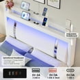 thumbnail image 5 of Homfa Queen Bed Frame with LED Headboard & Charge Station & 2 Storage Drawers, PU Leather Upholstery Adjustable Platform Bed Frame, White, 5 of 7