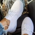 thumbnail image 3 of Joernso 1 Pair Women Walking Shoes Anti-skid Rubber Soles Lace-up Platform Shoes Slip On Comfort Casual Flats Foam Insole Tennis Sneakers for Gym Running, 3 of 8