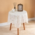 thumbnail image 3 of Small Round Table Cover Modern European Style Lace Yarn Embroidered Tablecloth for Dining, Tea, Tv, and Bedside Use Pink, 3 of 7
