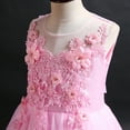 thumbnail image 5 of IBTOM CASTLE Little Big Girls Flower Tulle Dress Princess Pageant Wedding Birthday Party Formal Long Dance Evening Maxi Gown 8-9 Years Pink, 5 of 8