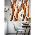 thumbnail image 4 of Burnt Orange White Moire Sheer Curtains 63 Inch Length 2 Panels Set, Modern Abstract Art Voile Window Treatment Rod Pocket Curtains Sheers Drapes for Bedroom/Living Room/Kitchen 52x"63"x2, 4 of 7