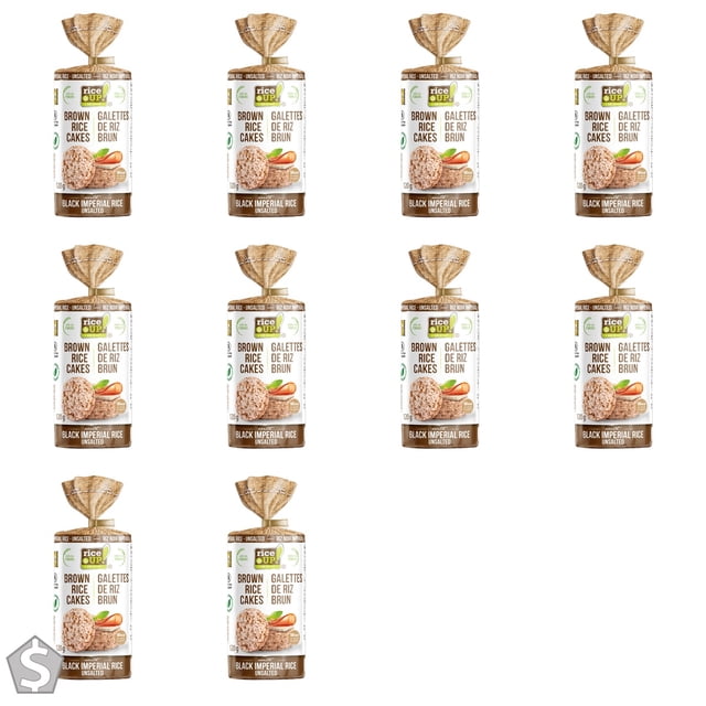 rice UP! eat smart , Galettes de Riz Brun, Riz Noir Impérial Non Salé, 120 g (Lot de 10)