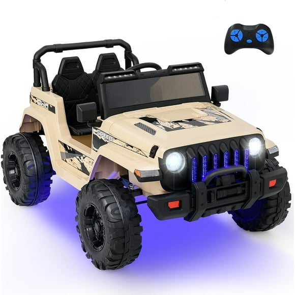OLAKIDS Camion Auto à Chevaucher, Jeep à Batterie 12 V avec Télécommande pour Parents, 3 Vitesses, Radio Musique Bluetooth, Lumières DEL, Démarrage en Douceur, Véhicules Électriques pour Garçons Filles Enfants Tout-Petits