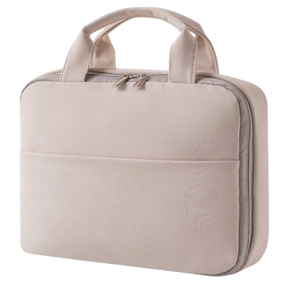 Hanging Toiletry Bag for Women,PU Leather Travel Makeup Organizer with Foldable Design & Multiple Compartments,Portable Cosmetic Bag for Women,Beige