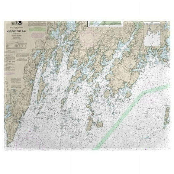 Betsy Drake PM13301MB Muscongus Bay, ME Nautical Map Place Mat, 14 x 18 in. - Set of 4