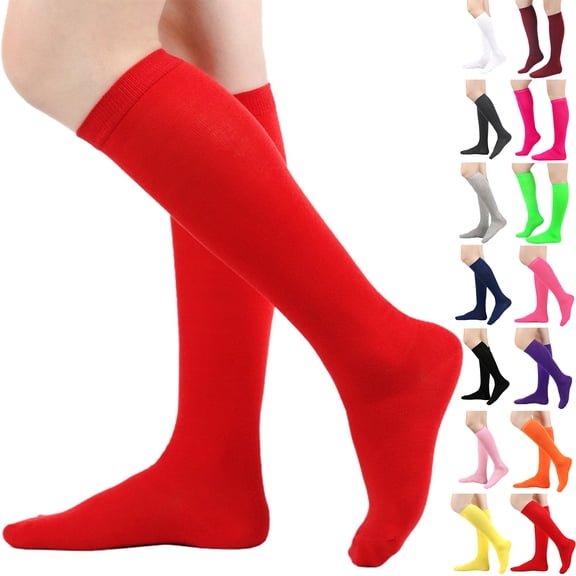 Domzle Knee High Socks for Women Knee Socks Tube Socks Womens Athletic Socks Cotton Tall Socks Long Socks Knee High Stockings Black