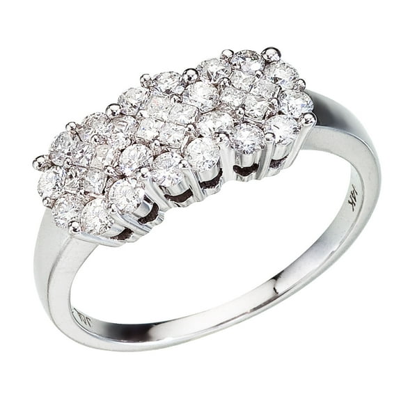 14K White Gold Diamond Clustaire Ring