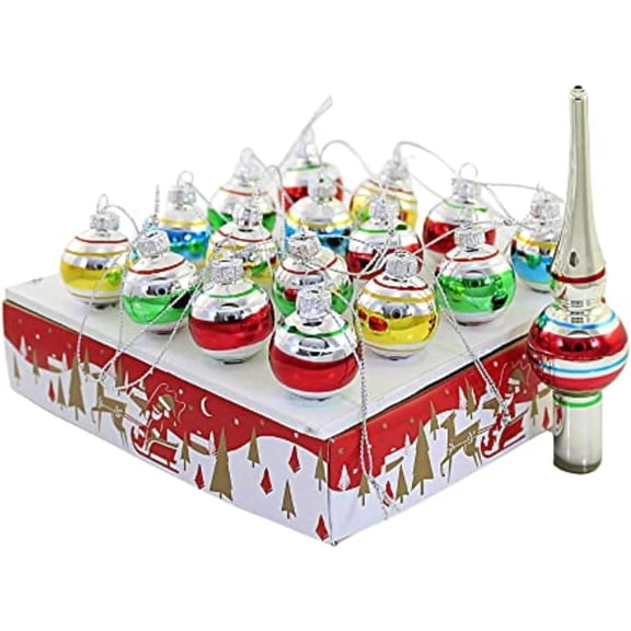 Kurt S. Adler Miniature Ornaments and Treetop, Set of 16