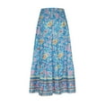 thumbnail image 5 of Women's Floral Long Skirts Elastic High Waist Boho Floral Maxi Skirt Summer Pleated Casual Trendy Beach Skirts, 5 of 6
