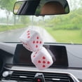 thumbnail image 6 of 1 Pair Home office Car Truck Rear View Mirror Soft Plush Fuzzy Hanging Dices,car mirror hanging accessories,Fuzzy Plush Dice With Dots For Car Decoration Red wine, 6 of 10