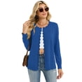 thumbnail image 2 of Chiclily Women's Long Sleeve Cardigan Lightweight Button Down Knit Sweater, S-2XL, 2 of 7