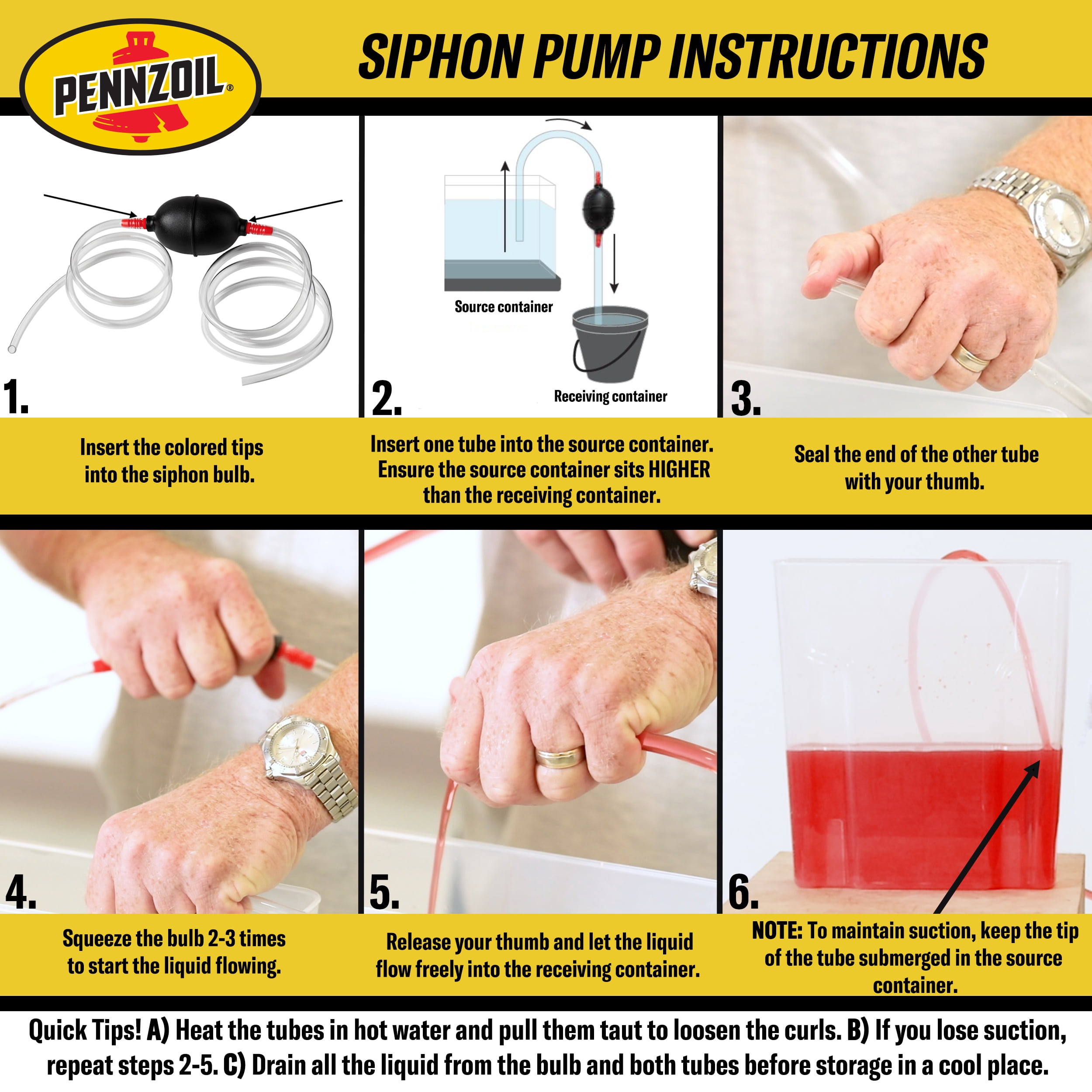 Pennzoil Hand Operated Manual Siphon Pump - Plastic 72 in.