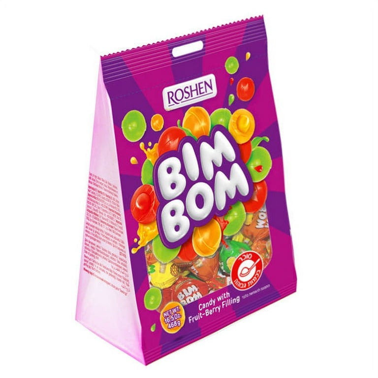 Roshen Bim Bom Hard Candy with Fruit Flavor Filling Kosher and
