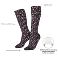 thumbnail image 4 of Xecao Daisies Flowers print thigh-high socks, crafted for both men and women with a stretchy, high-opaque design perfect for daily wear, 4 of 6