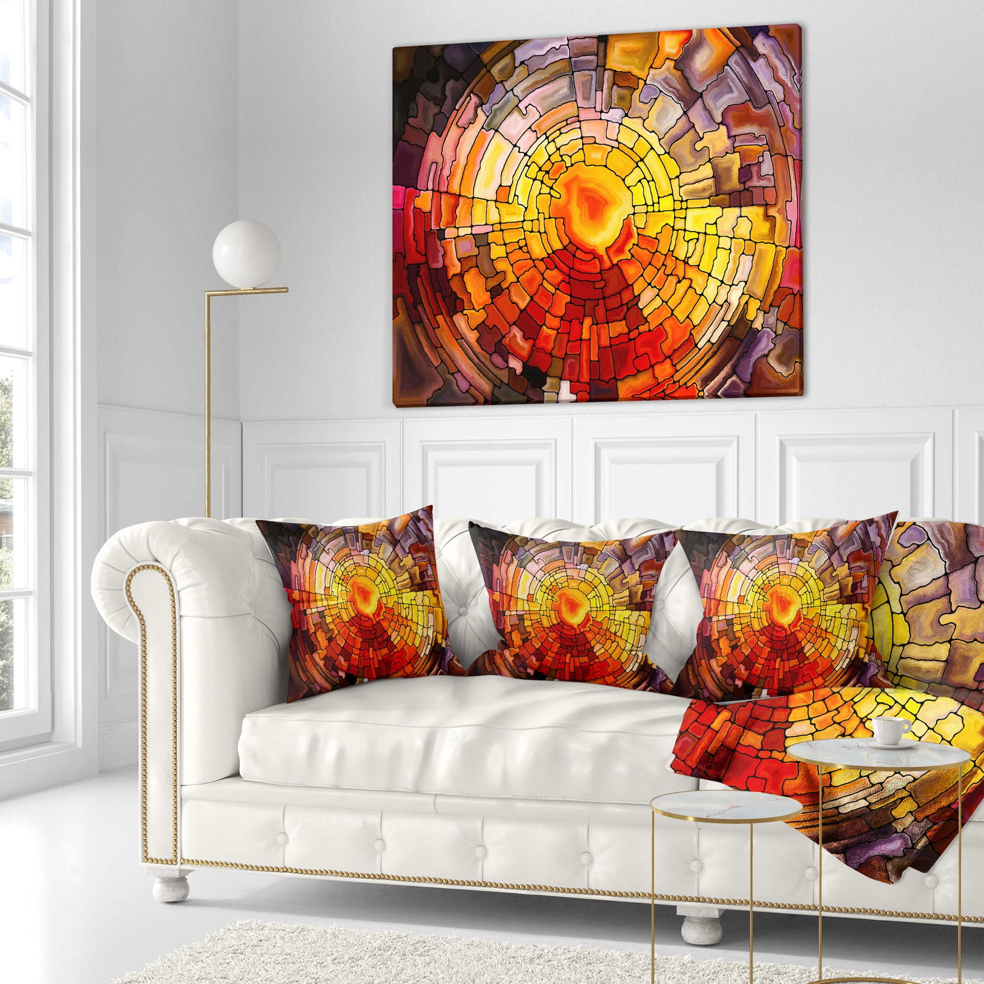Designart Return of Stained Glass - Contemporary Throw Pillow - 16x16