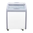 thumbnail image 1 of KFFKFF Professional Ice Cream Showcase, 5.4 Cubic Feet Storage Freezer, Dining Establishment Sorbet Serving Cabinet with 2 Mesh Baskets, 2 Retractable Glass Doors, Secure Wheels, in White, 1 of 9