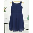 thumbnail image 7 of Sinleey Kids Big Girls' Knotted Waist Chiffon Flower Dress Wedding Party Bridesmaid Formal Dresses Navy Blue 12, 7 of 7