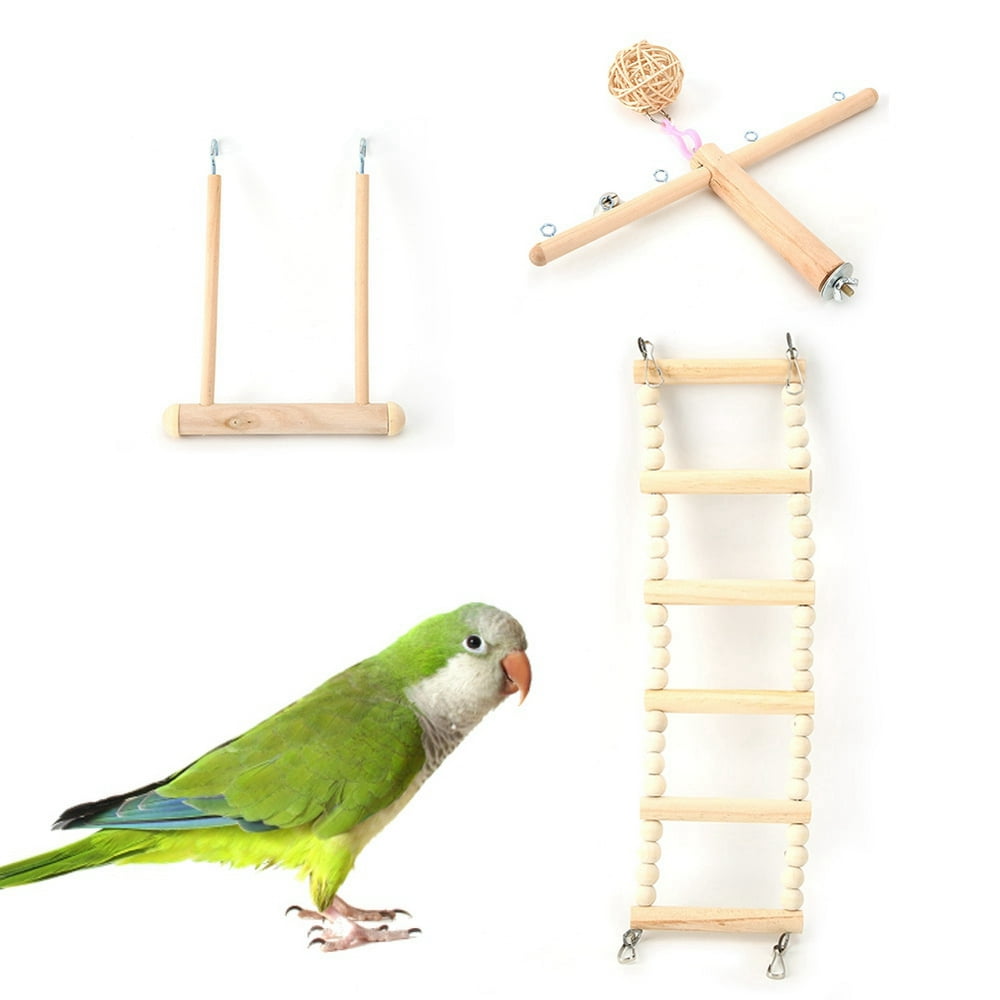 Tebru Parrot Ladder Toy,Hamster Ladder Toy,Wooden Pets Ladder Swing