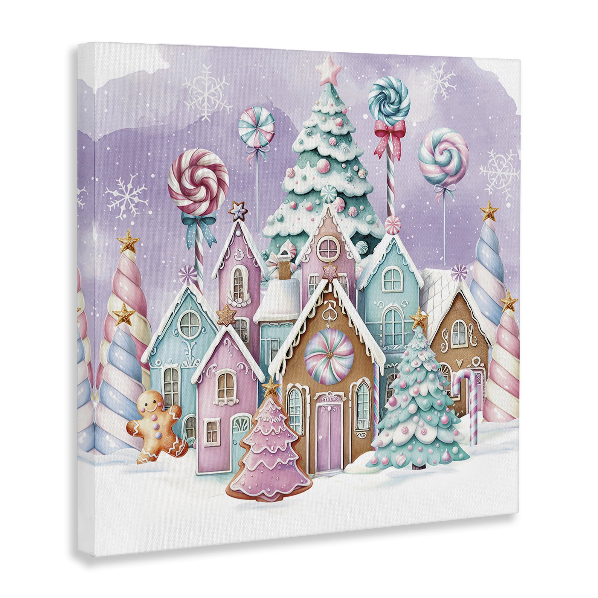 Stupell Industries Gingerbread Candy Town Holiday Painting Gallery Wrapped Canvas Art Prints Wall Art, 24 x 24