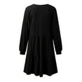 thumbnail image 4 of TSADFHJI Jupes pour Femmes Longueur Midi Robe en Denim Boho Manches Courtes Col Rond avec Poches Robe Décontractée Imprimée Col Rond Robe Printemps m Noir, 4 of 5