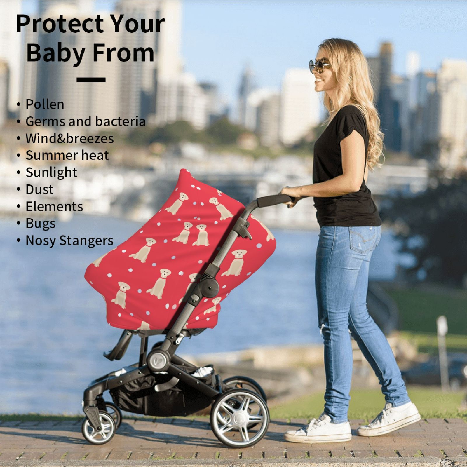 Fotbe Labrador Retriever Dog Pattern Car Seat Covers for Babies, Nursing Breastfeeding Cover Infant Carseat Canopy, Soft Stretchy Carrier Cover
