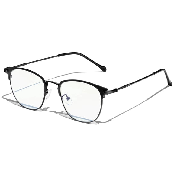 KANASTAL Anti Blue Light Glasses Men Metal Half Rim Computer Reading Gaming Glasses Blue Light Blocking Anti Fatigue for Digital Screen Black Frame