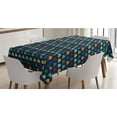 thumbnail image 1 of Cars Tablecloth, Mini Vintage Vehicles on the Road Driving Cars with Various Vibrant Colors, Rectangle Satin Table Cover for Dining Room and Kitchen, 52" X 70", Dark Blue Aqua Mustard, by Ambesonne, 1 of 2