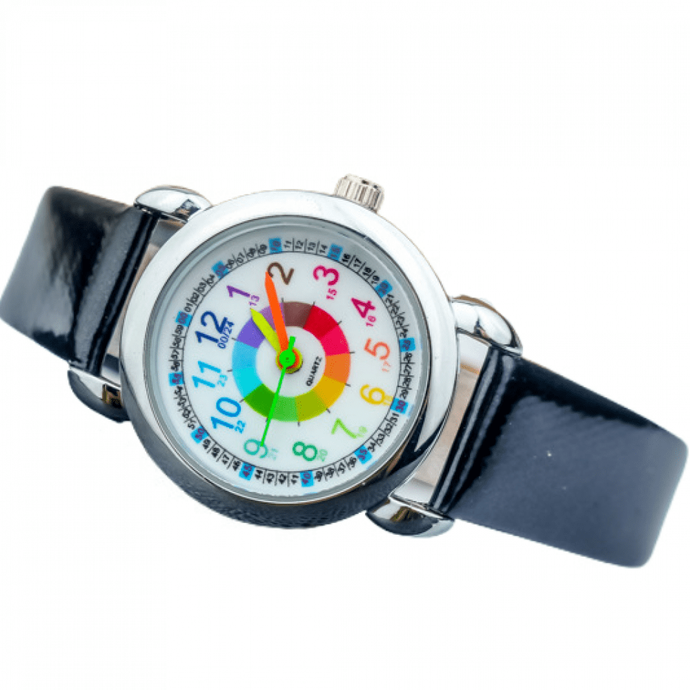 Digital watches for children boys and girls. Children s belt watch color word color circle quartz watch. Easy to read and easy to learn time black