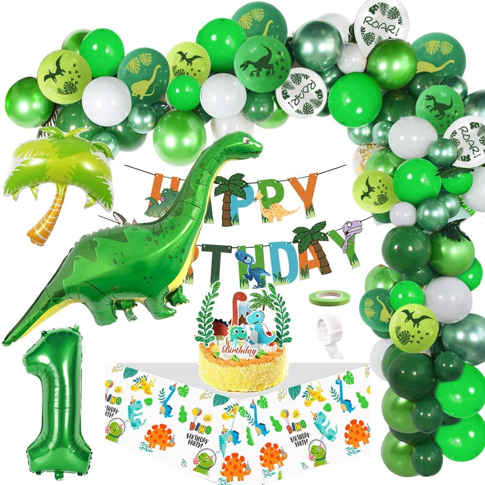 MMTX Jungle Dinosaur Theme Kid Birthday Party Supplies Happy Birthday Banner, Balloon Arch Dinosaur Set Party Toys for Baby Shower