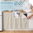 thumbnail image 5 of Beige Damask Cabinet Curtain 32"Wx55"L,Dustproof Pantry Door Curtain with Self Adhesive Tape,Vintage Country Scroll Floral Patterned Tall Storage Cover Privacy Drape for Bathroom Kitchen Laundry Room, 5 of 9
