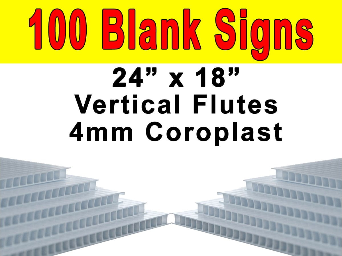 18" x 24" 4mm WHITE corrugated plastic yard bandit road sign blank sheet 25/CASE 