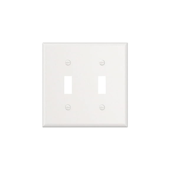 Hyper Tough Impact-Resistant 2 Toggle Mid-size Wallplate, Durable Thermoplastic, White Finish