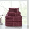 Mainstays Value 10-Piece Cotton Towel Set with Upgraded Softness & Durability, Raspberry