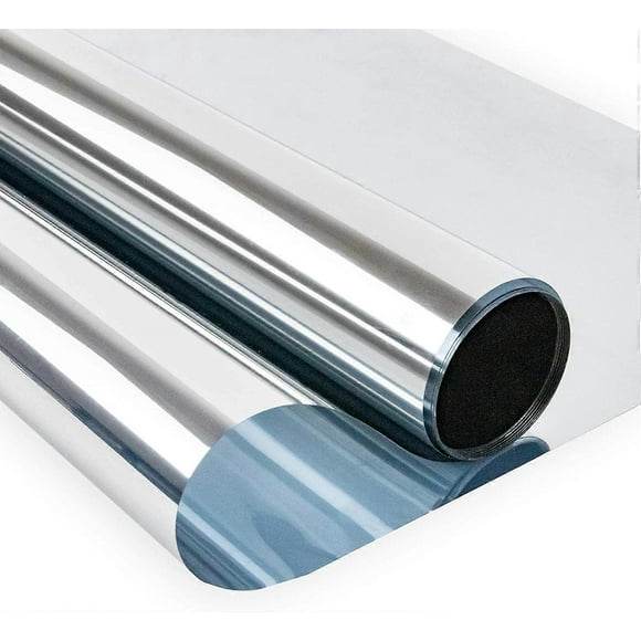 One Way Mirror Window Film Silver Reflective Window Film Self Adhesive Sun Block Window Sticker Anti UV Heat Control Privacy Protection Glass Tint Sti