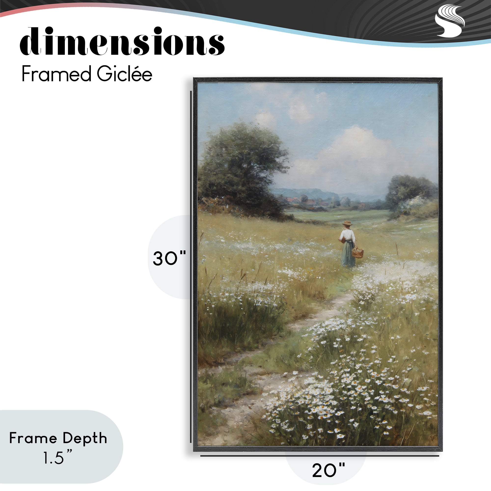 Stupell Industries Flower Gazing in Summer Meadow Black Framed Giclee Art, design by Petal Prints Design