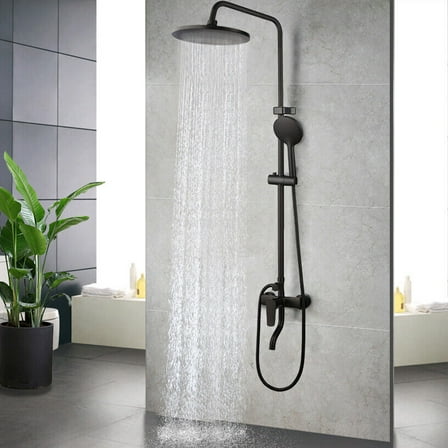 8" Rainfall Bathroom Shower Set Faucet W/Tub Mixer Tap Wall Mounted Matte Black