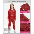 thumbnail image 4 of LOLANTA 2Pcs Girls Dance Outfits Cropped Sequin Jacket Pants Set Kids Hip Hop Dance Clothing for 90s Theme Party 4-12 Years, 4 of 6
