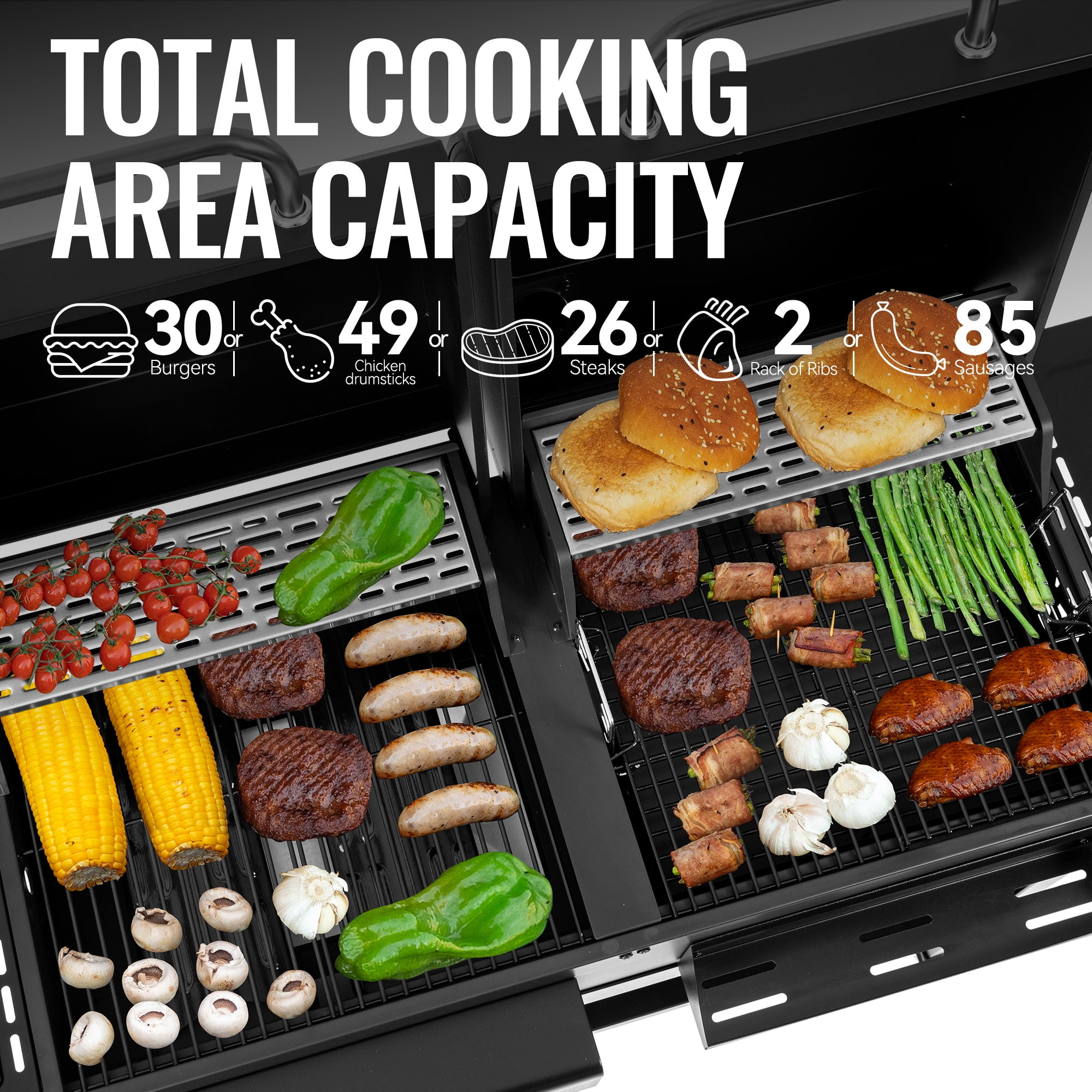 Royal Gourmet ZH3005 2-Burner Gas and Charcoal Combo Grill with Side Burner, 34,000 BTU Dual Fuel Grill for Outdoor Patio Garden Picnic Backyard Cooking, Black