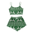thumbnail image 4 of Women Christmas Pajamas Two Piece Satin Christmas Pajamas Cami Top Womens Short Sets Comfy Lounge Sets Womens Sleepwear, 4 of 4