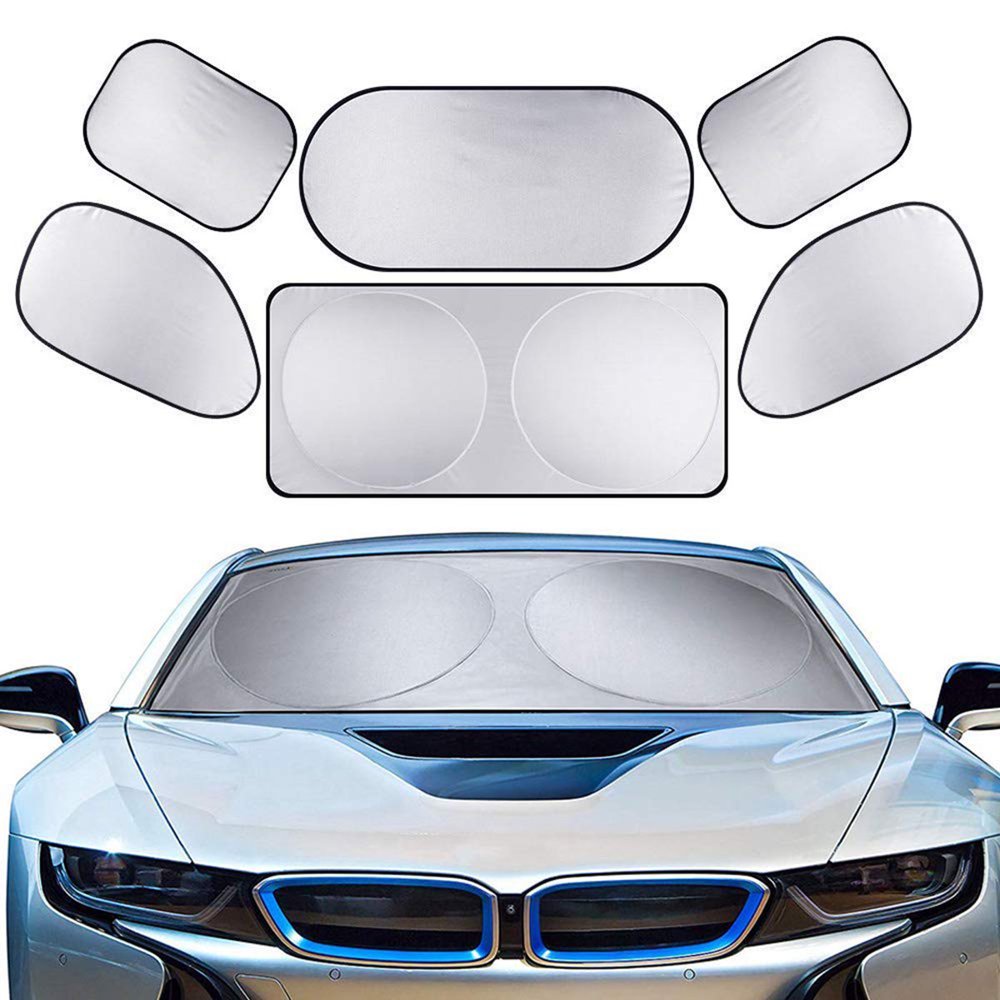 6pcs/set Silver Coating Full Car Auto Windshield Sun Shade Sun Block UV
