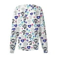 thumbnail image 3 of ADSSDQ Scrubs for Women Tops Casual Crewneck Long Sleeve Scrub Jackets Stretchy Snap Front Cardigan Top Cute Cute Animal Heart Print Nursing Pocketed Working Uniform, 3 of 3