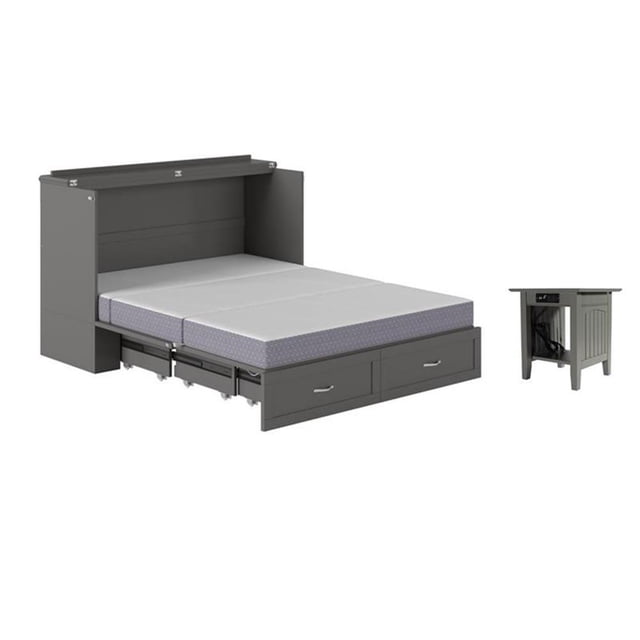 Home Square Ensemble de 2 Lits Escamotables Grand Coffre et Table d'Appoint en Gris